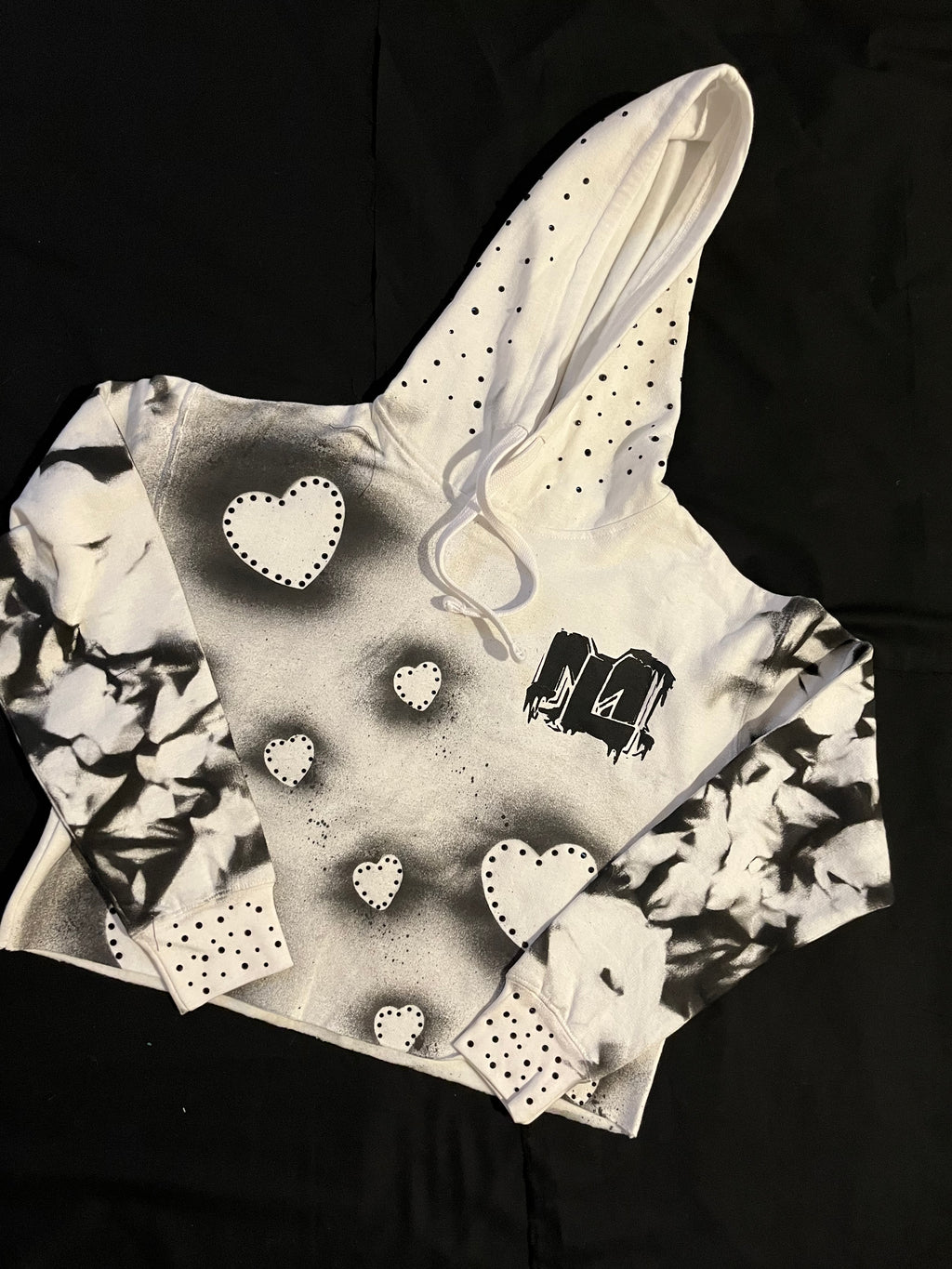 Fabric Painted Crop Top Hoodies