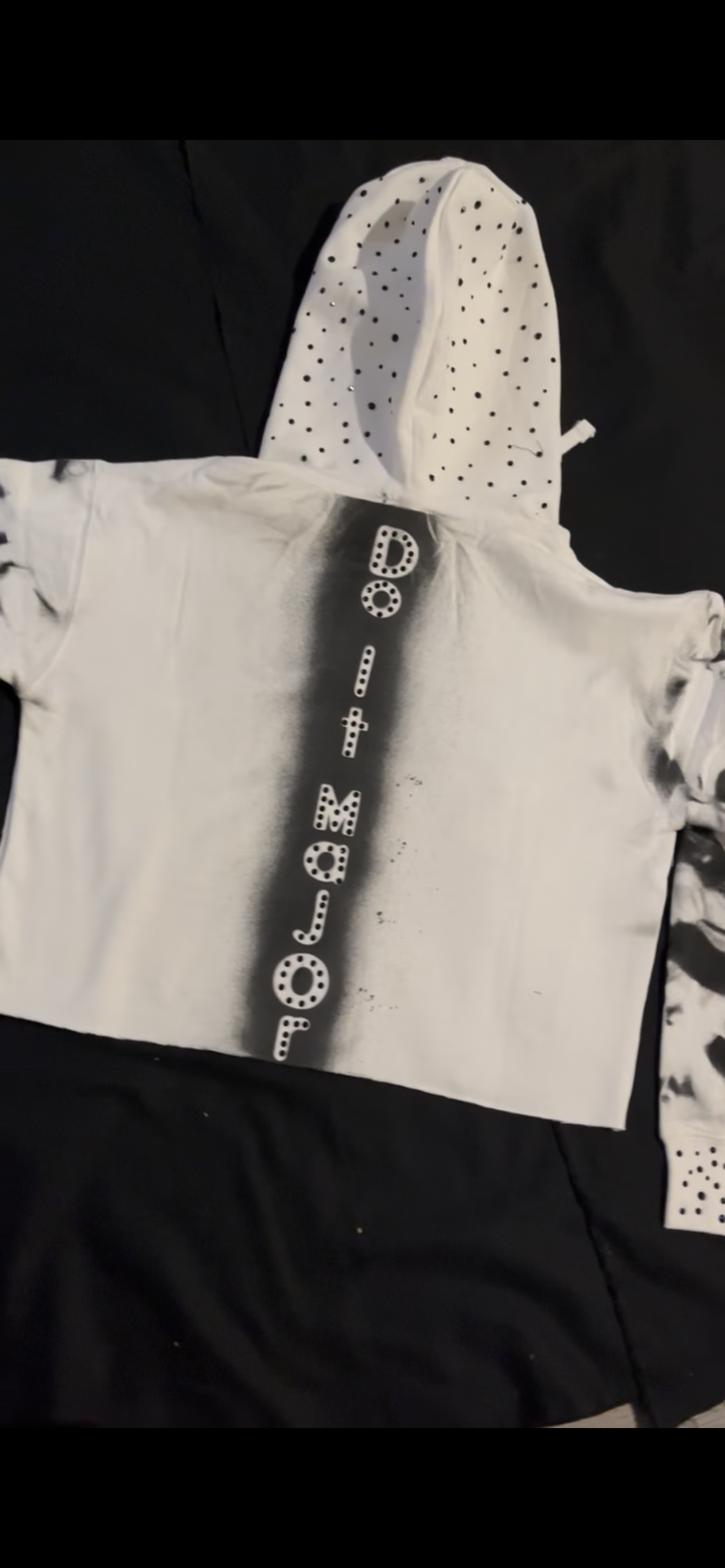 Fabric Painted Crop Top Hoodies
