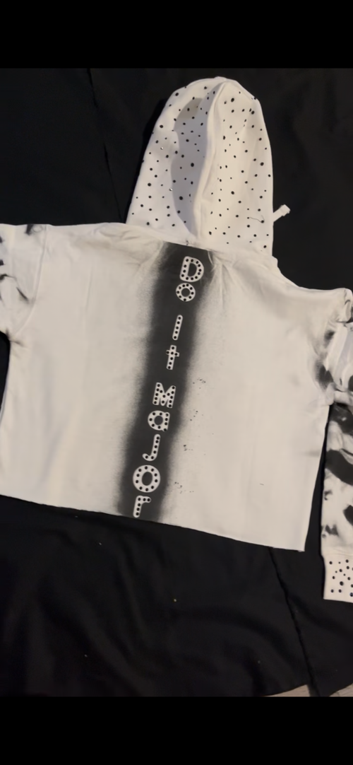 Fabric Painted Crop Top Hoodies